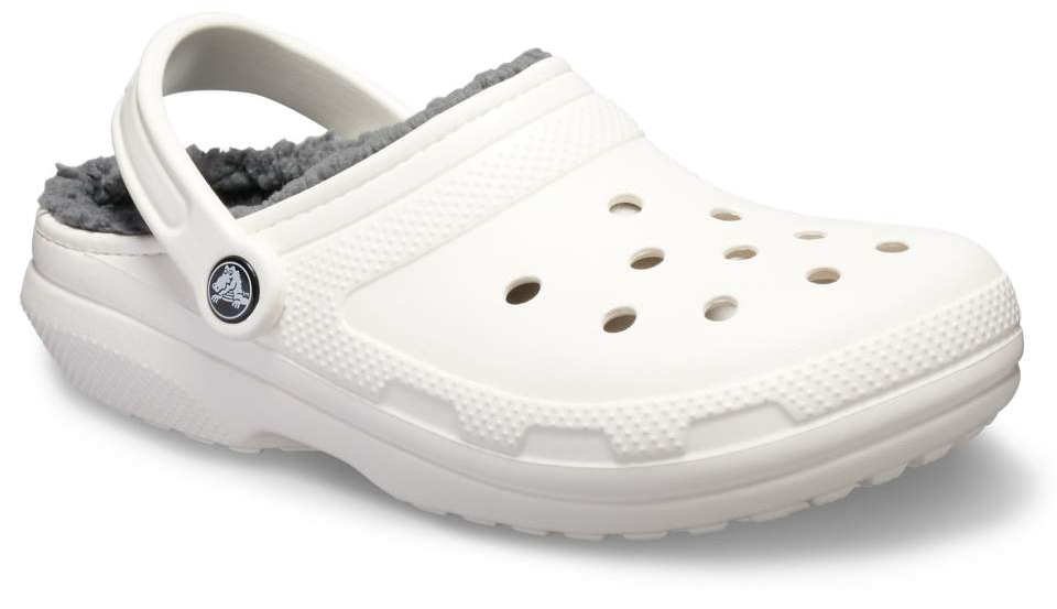 classic lined crocs white grey